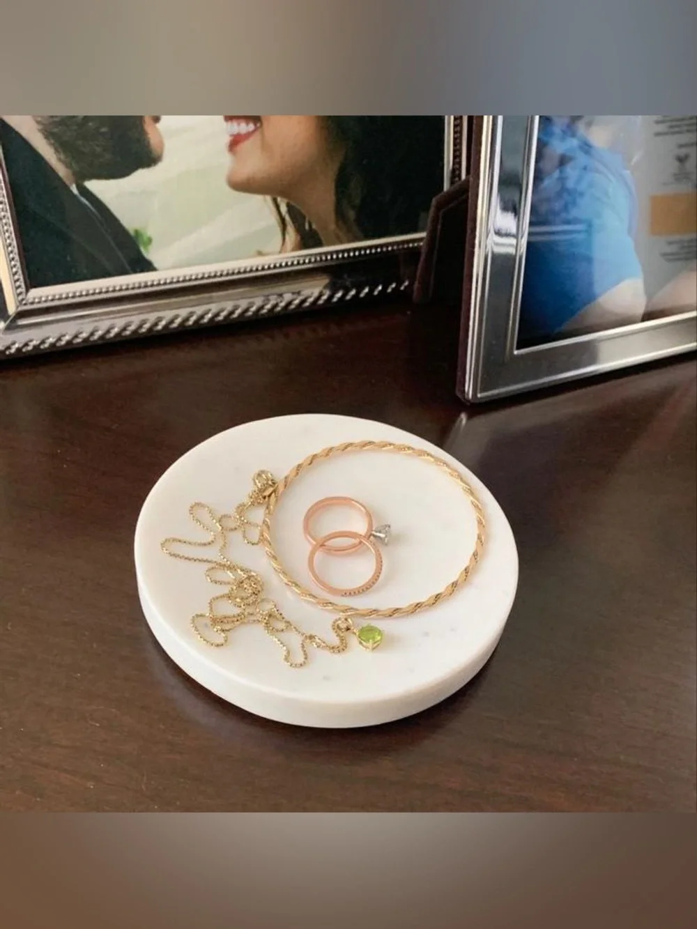 White Ivory Marble dish catch all soap candle